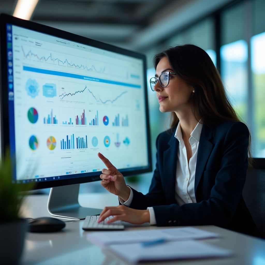 Carolina Mendoza trabajando como analista